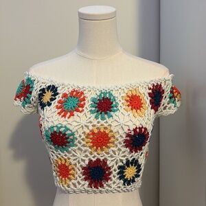 Vintage Corchet Knit Crop Top